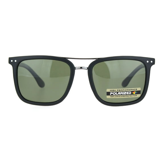 Polarized Mens Luxury Designer Rectangular Fashion Sunglasses Matte Black Gunmetal Green