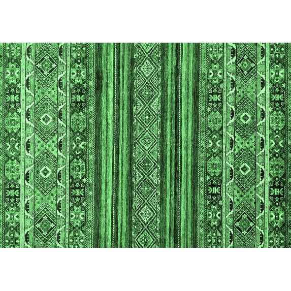 Ahgly Company Machine Washable Indoor Rectangle Abstract Emerald Green Modern Area Rugs, 6' x 9'