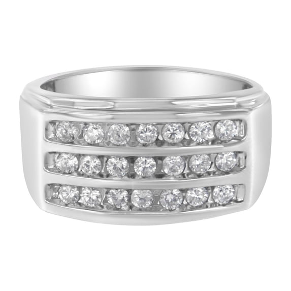 14k White Gold Men's 1ct TDW Diamond Channel Set Band Ring (H-I,SI2-I1)