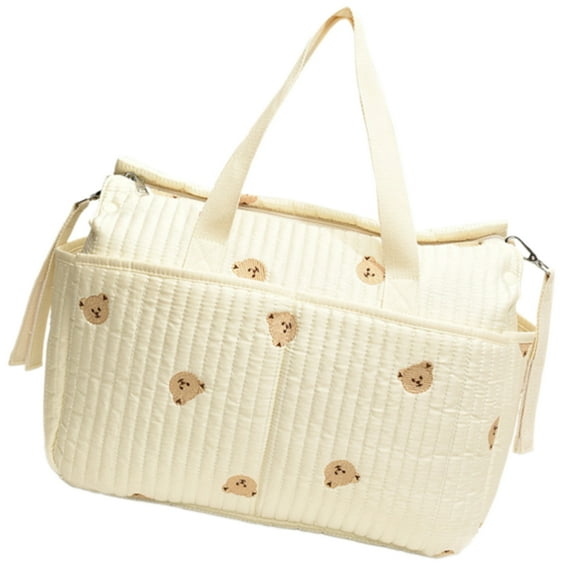 Embroidered Floral/Bear Mother Bag Large Capacity Diaper Bag for Moms Portable Bottle Nappy Organiser Case