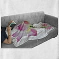 thumbnail image 6 of Pink and White Soft Flannel Fleece Throw Blanket, Lotus Flower in Freshwater Aquatic Nature Relaxation and Spa Theme, Cozy Plush for Indoor and Outdoor Use, 50" x 70", Pink White Green, by Ambesonne, 6 of 6