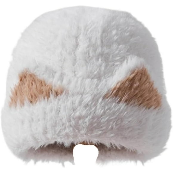 Knit Cap Autumn and Winter All-Match Cat Ear Plush Hat Warm Ear Protection Knitted Hat for Women Beanie(White)