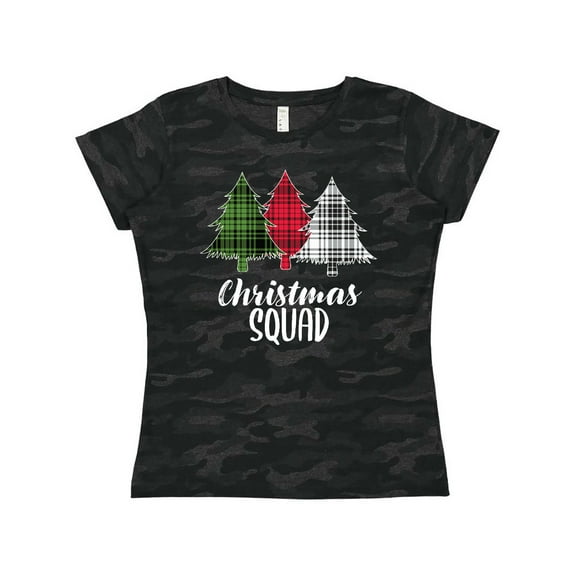 Inktastic Christmas Squad with Plaid Trees Women's T-Shirt