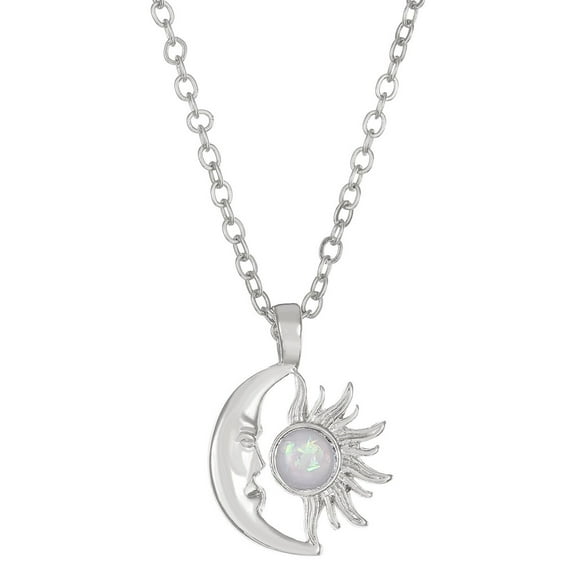 Fogun Beautiful Necklace with Inlayed Sun Moon Pendant Dainty Collarbone Chain Fashionable Sun Moon Neck Jewelry Ornament