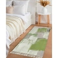 Sage Green Entryway Runner Rug 2x4ft,Modern Geometric Grey Oil Painting