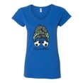 thumbnail image 3 of Messy Bun Soccer Life | Mom Life Game Day Vibes Sports Lover | Mother's Day Sports Womenâ€™s Standard V-Neck Tee, Royal, L, 3 of 5