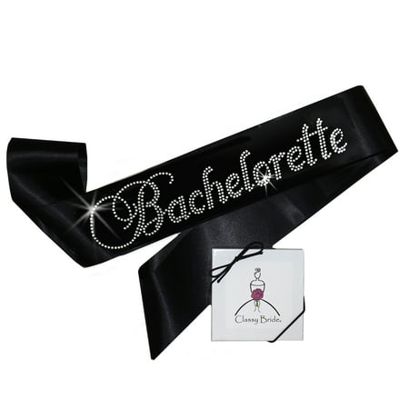 Rhinestone Bachelorette Sash in Gift Box - Black