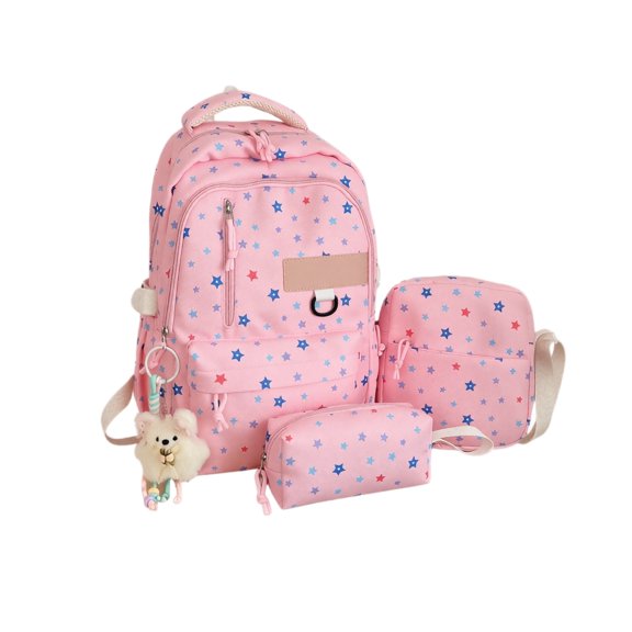 Backpack for Girls 3PCS Star Prints School Backpacks with Lunch Box Pencil Case Kids Backpack