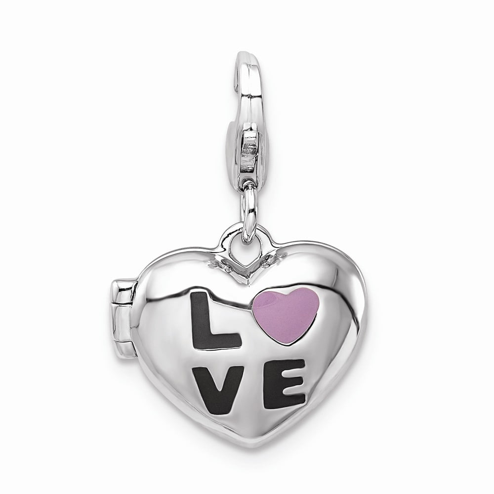 Amore La Vita Sterling Silver Enameled Love Click-On Lobster Clasp Charm Pendant 