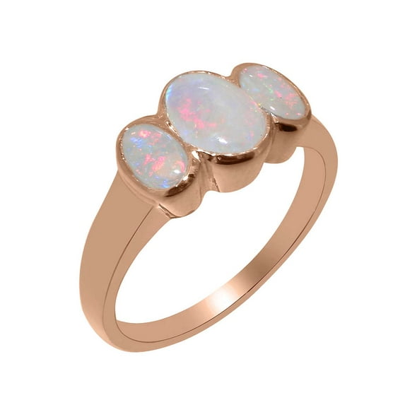 LBG British Made 10k Rose Gold Genuine Natural Opal Womens Statement Ring - 33 size options - Size 5.5