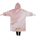 thumbnail image 2 of Oversized Wearable Blanket Hoodie,Pink Gold Marble Pattern Sherpa Blanket Hoodie with Super Pockets,Super Warm Fuzzy Pullover for Women & Men, 2 of 6