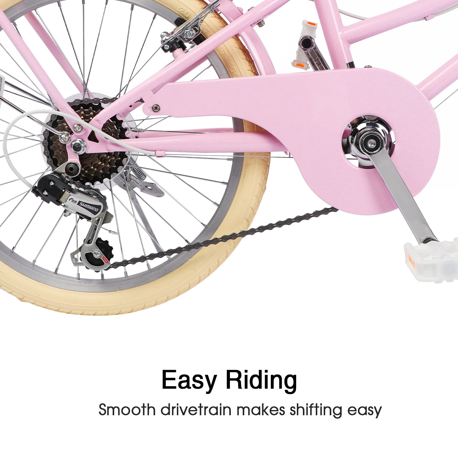 Glerc, Girl Cruiser Kids Bike 20 Inch, Pink, Shimano 6-Speed