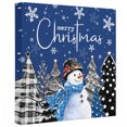 thumbnail image 2 of Ships Next Day Canvas Wall Art 16"x16", Navy Blue Christmas Wood Framed Canvas Print Painting, Xmas Snowman Tree Black Grey Ready to Hang Picture Wall Decor for Home Bedroom Kitchen Office, 2 of 9