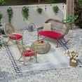 thumbnail image 3 of Jordan Manufacturing 3-Piece Really Red Solid Tufted Outdoor Cushion Set with 1 Wicker Bench Cushion and 2 Wicker Seat Cushions, 3 of 12