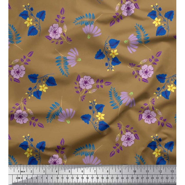 Soimoi Blue polyester Crepe Fabric Diamond Geometric Fabric Prints By Yard 52 Inch Wide