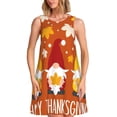 thumbnail image 1 of Disketp Happy Thanksgiving Three Gnomes para Vestido sin Mangas para Mujeres, Vestidos de Verano para Mujeres, Casual y Holgado para la Playa, 1 of 7