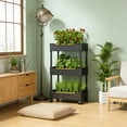 thumbnail image 3 of Bxaolu 3 Tier Rolling Cart - Plastic Utility Cart with Wheels, Heavy Duty Rolling Storage Cart Organizer, Craft Cart Organization for Livingroom, Bathroom & Narrow Places, Black, 3 of 6