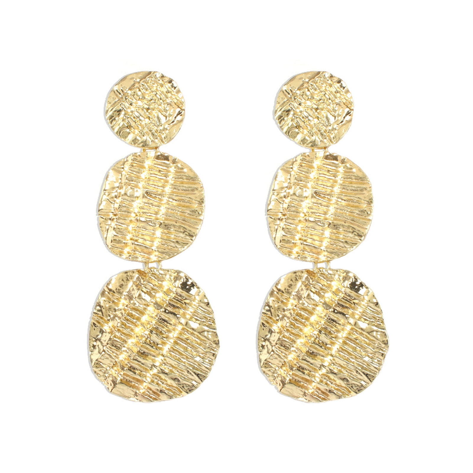 Golden Minimalism Circle Exaggeration Personality Vintage Drop Earring Jewelry 