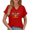thumbnail image 6 of Fewfanhot Womens Shirts Mardi Gras Shirts for Women Carnival V-neck Graphic Party Top, 6 of 6