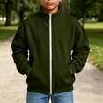 thumbnail image 5 of Cethrio Boys Full Zip Sweatshirts, Casual Long Sleeve Stand Collar Fleece-lined Fall Jackets with Pockets Size 7-8 Years Army Green, 5 of 7