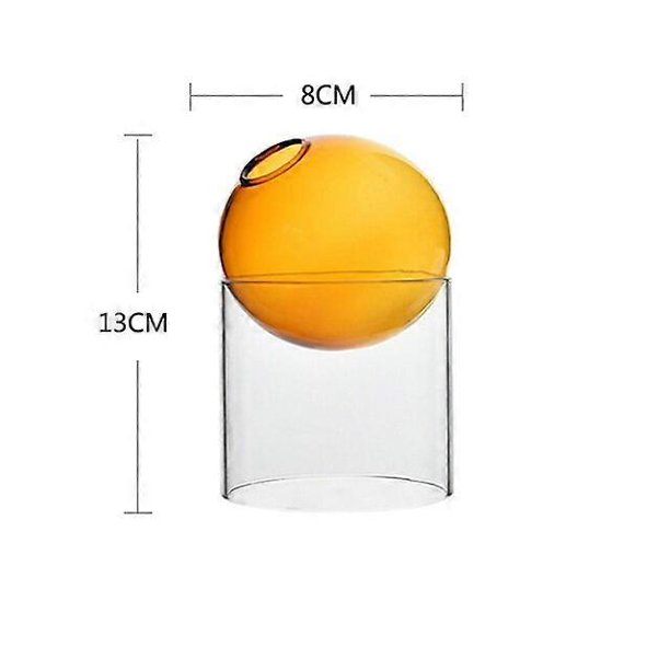 Jarrón de cristal para decoración de sala de estar, jarrones para decoración del hogar, jarrones para flores, jarrón de mesa hidropónico esférico nórdico moderno, transparente, naranja