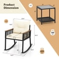 thumbnail image 3 of Costway 3 PCS Outdoor Rocking Bistro Set with 2-Tier Coffee Table, Acacia Wood Armrests, 3 of 10