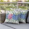 thumbnail image 3 of Summer Flowers Outdoor Pillow Covers Pack of 2 Pink Blue Hydrangea Eucalyptus Leaf Black Plaid Waterproof Throw Pillow Covers Decorative Cushion Cases for Patio Garden Tent Balcony Couch 18x18 inch, 3 of 9