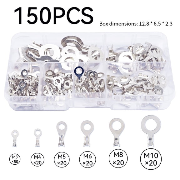 Copper Ring Cable Lugs 150 Pieces Crimp Terminals For Electrical Wiring