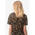 thumbnail image 2 of ellos Women's Plus Size V-Neck Tunic With Front Inverted Pleat - 14/16, Black Camel Leaf, 2 of 3
