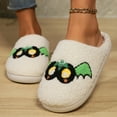 thumbnail image 4 of Slippers for Women Men Plush Fuzzy House Shoes Non Slip Winter Indoor Outdoor Slides Cute Ghost Pumpkin Bat Designs, 4 of 7
