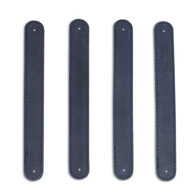 Tiradores para cajones CestAntiQ de cuero azul, hechos a mano, de grano completo