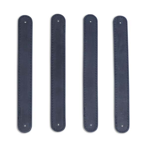 Tiradores para cajones CestAntiQ de cuero azul, hechos a mano, de grano completo