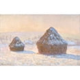 thumbnail image 2 of Claude Monet 14x11 Black Ornate Wood Framed Double Matted Museum Art Print Titled: Wheatstacks, Snow Effect, Morning (1891), 2 of 5