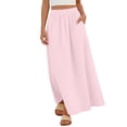 thumbnail image 3 of TaTaai Women's High Waist Maxi Skirt Solid Color Tie Detail Hollow Out Long Skirt Tiered Ruffle Hem Boho Summer Skirt Gift, 3 of 8