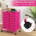 thumbnail image 5 of YYEAN 20-Drawer Rolling Storage Cart, Multifunctional Art Craft Organizer Cart, Mobile Utility Storage Cart with Removable Drawers & Lockable Wheels, Craft Cart for Home Office-Hot Pink, 5 of 11