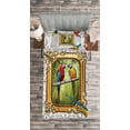 thumbnail image 3 of Ambesonne Parrot Quilted Bedspread Set 2 Pcs, Exotic Colorful Birds Image, Twin Size, Multicolor, 3 of 3