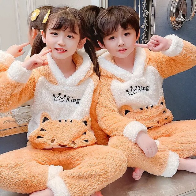 Conjunto de pijama de franela para niña grande, ropa de dormir de manga larga con estampado bonito, para otoño e invierno, regalo de Navidad