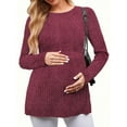 thumbnail image 2 of WellSize Women Maternity Tops Casual Tunic Fall Shirts Crew Neck Long Sleeve Pregnancy Clothes, 2 of 7