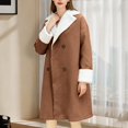 thumbnail image 5 of Women's Fleece Lined Trench Coat, Mid-Length Casual Windbreaker, Soft Plush Inner Layer Jacket, Elegant Outerwear, Comfortable Daily Wear Coat Brown L, 5 of 5