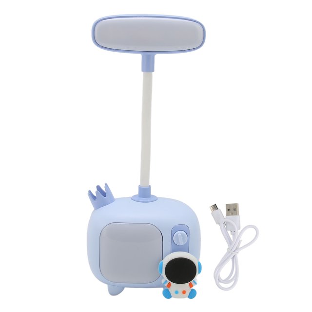 Linda lámpara de escritorio LED de 360 grados de flexión USB recargable ciclo de luz suave lámpara de escritorio lámpara de noche para dormitorio hogar azul