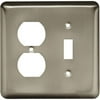 Brainerd 64358 Stamped Steel Round Single Toggle Switch/Duplex Outlet Wall Plate / Switch Plate / cover, Satin Nickel