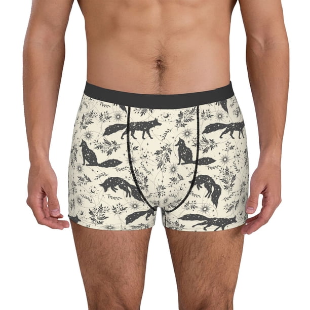 Balery Vintage Moon Fox Calzoncillos bóxer para hombre, ropa interior de algodón suave y transpirable con cinturilla de nailon-Medium