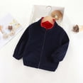 thumbnail image 2 of Annhoo Kids Plush Coats Fall Winter Long Sleeve Zipper up Thickened Sweatshirt Boys Girls Casual Jackets with Pockets, 2 of 3