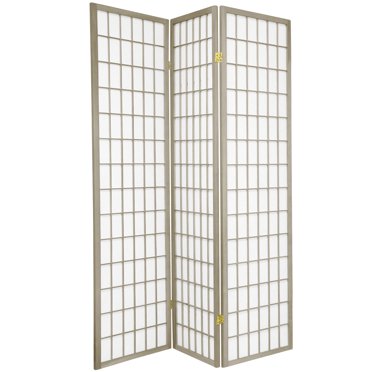 Paravento Giapponese Shoji Oriental Furniture | 3 Pannelli Grigi In Abete E Carta Di Riso | Divisorio Ambiente Eleganza Orientale 180 Cm