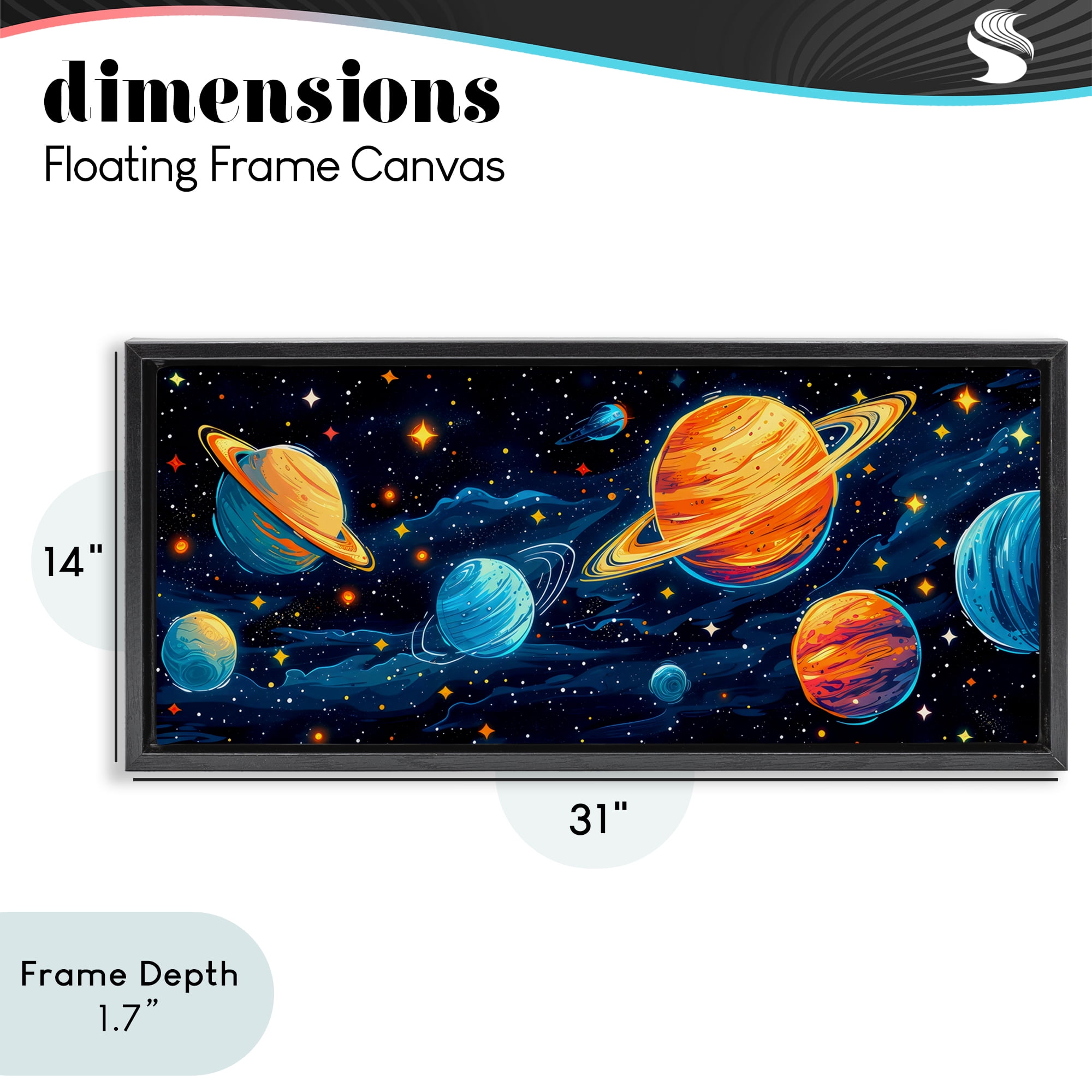 Stupell Industries Starry Universe Whimsy Black Framed Floater Canvas Wall Art, design by Creative Studio