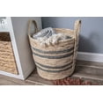 thumbnail image 4 of Better Homes & Gardens Natural Maize Colored Stripe Basket, Blue Gray, Large, 4 of 6