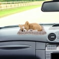 thumbnail image 4 of Accesorio para el salpicadero del coche: Lindo perrito de peluche realista durmiendo sobre una alfombra. Adorno decorativo para el interior del coche., 4 of 8