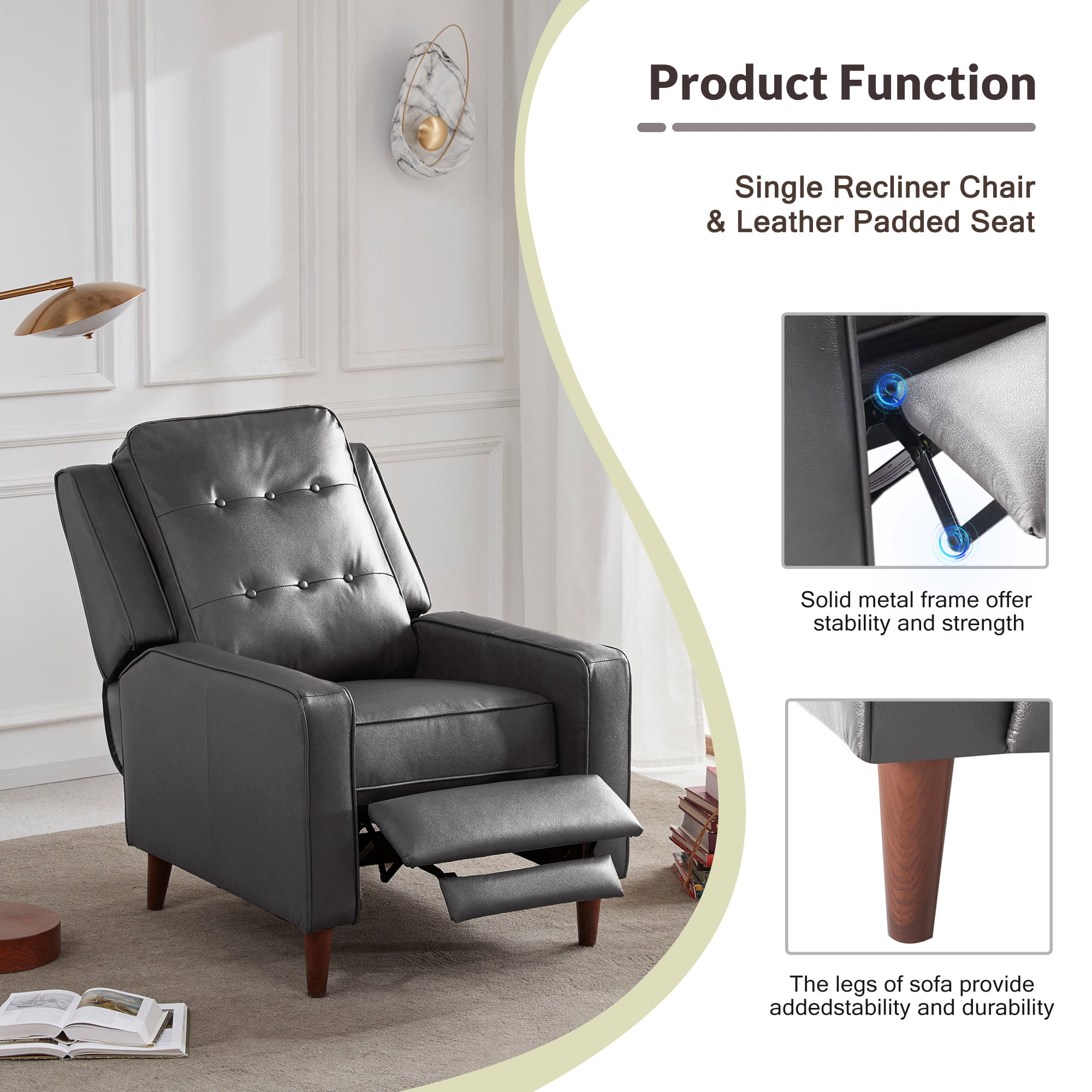 Wing High Back Fireside Lounge Tub Sofa Recliner Chair Armchair Sleep Function 
