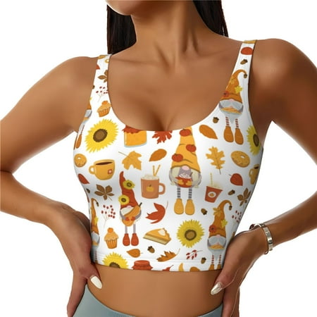 Matuu Autumn Harvest Gnomes for Women s Sports Bra - Soft  Comfortable and Breathable Sports Vest for Yoga  Fitness  and Dance-Medium