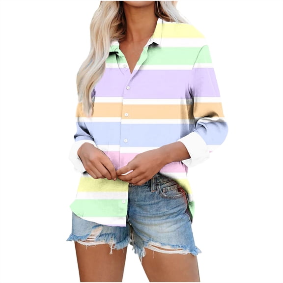 Button Down Shirts for Women Dressy Long Sleeve Floral Printed Blouses Business Casual Work Tops Fall Fashion Outfits